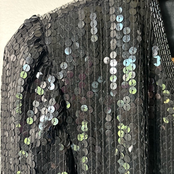 Vintage 90s Stenay Black Silk Beaded Jacket Blouse Women’s Small Evening - Picture 4 of 10
